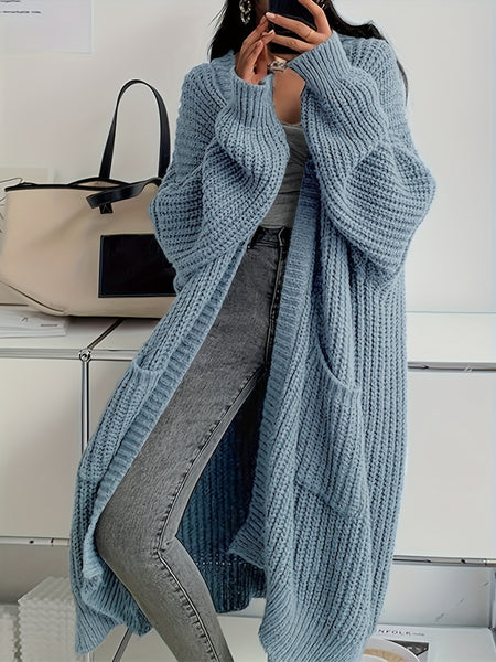 Women'S Y2K Cardigan - Long Flowy Open Front Sweater with Pockets, All-Season Layering Piece for Casual & Formal Outfits