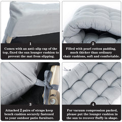 Garden Bench Cushion Chair Cushion, Sun Lounger Cushion Pads 160*50*8cm Thick Garden Recliner Chair Replacement Anti-Slip Cushion Sunbed Cushion 2 3 Seater Seat Pad for Porch Swing Patio Lawn Various Colour Options