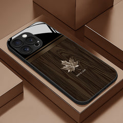 Phone Case: Premium Linear Brown Black Red Maple Leaf Pattern Glass Phone Case for iPhone 17 Air/16/15/14/13/12/11/Plus/Pro/Pro Max and Galaxy S, A Series/S22/S23/S24 FE/S25/S26 ULTRA PLUS.It Is the First Choice of Gift for Family, Loved Ones