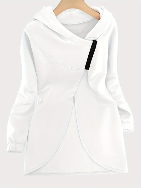 Women'S Hooded Jacket - Long Sleeve Coat with Front Zipper Closure, Lightweight Outerwear for Everyday & Formal Outfits - Spring/Fall Transitional Layering Piece, Spring Fall Clothing, Casual Style, Durable Fabric, Office Wear