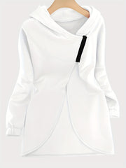 Women'S Hooded Jacket - Long Sleeve Coat with Front Zipper Closure, Lightweight Outerwear for Everyday & Formal Outfits - Spring/Fall Transitional Layering Piece, Spring Fall Clothing, Casual Style, Durable Fabric, Office Wear