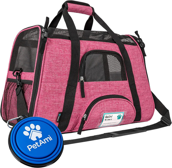 Petami Airline Approved Pet Carrier for Cat, Soft Sided Dog Carrier for Small Dogs, Cat Travel Supplies Accessories for Indoor Cats, Ventilated Pet Carrying Bag Medium Large Kitten Puppy, Large Pink