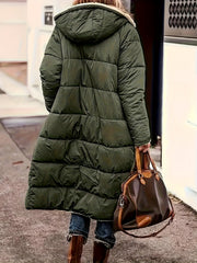 Winter New Women's Double-Sided Raglan Sleeve Hooded Jacket, Outdoor Street Style Casual Autumn Winter Long Warm Windproof Fashion Solid Color Slim Long Sleeve Padded Coat