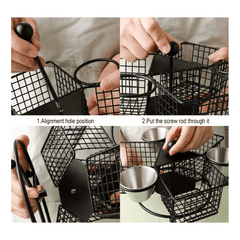 1pc Rotating French Fry Basket with Dipping Cup Compatible for French Fries, Onion Rings, Wings - Heavy-Duty Stainless Food-Contact Rotator System, Countertop/Floating Shelf Fryer Basket for & Commercial Kitchens
