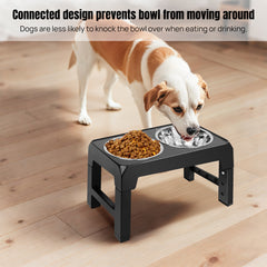 Dog Food Bowl Stand with 4 Customisable Heights | Dog Feeding Station Non-Slip Elevated Feeder for Improved Digestion | Fits 2 Standard Bowls