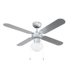 Mirage Silver Grey & Black 42 Inch Reversible Ceiling Fan With Opal Glass Light