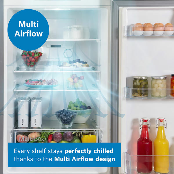 Bosch KFF96PIEP Multi Door Fridge Freezer, E Rated in Silver