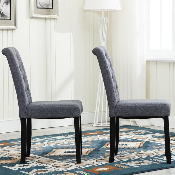 mcc direct Set of 2 Lined Fabric Dining Chairs With Solid Wooden Legs For Home & Commercial Restaurants