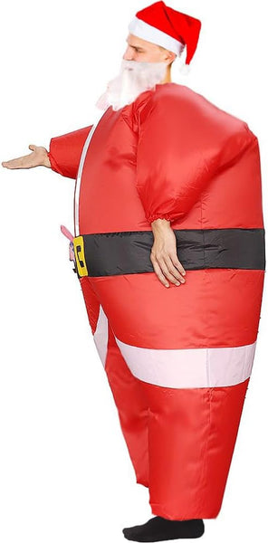 Inflatable Christmas Costume for Adult Blow up Santa Claus Elf Snowman Ginger Bread Man Costum Xmas Funny Fancy Dress
