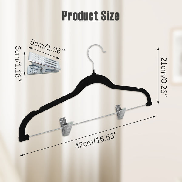 2025 Flocked Non-Slip Hangers 12/24 Pack - Velvet Clips Hangers for Pants, Skirts, Trousers, Space Saving Closet Organizer, Wardrobe Storage Hangers for Home, Dormitory, Clothes Organization