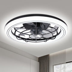 Modern 3-Color Temperature LED Ceiling Fan with Remote Control - Quiet Invisible Fan & Light, Semi-Flush Mount for Living Room, Bedroom, Dining Room - Energy Efficient Home Lighting, Bedroom Air Circulation, Sleek Light Fixture, Durable Plastic
