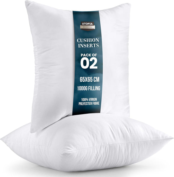 Utopia Bedding Cushion Inner Pads (Pack of 2), 45 X 45 Cm (18 X 18 Inches) Cushion Stuffer Inserts, Hollowfibre Pillows (White)