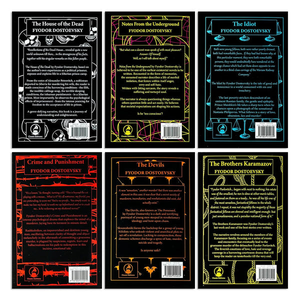 Complete Collection of Fyodor Dostoevsky 6 Books Set (Crime and Punishment, Notes From the Underground, The Brother Karamazov, The Devils, The House of the Dead, The Idiot)