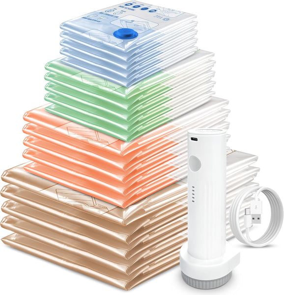 Storage Master Space Saver Bags for Travel and Home Reusable Vacuum Storage Bags save 80% More Storage Space Work with Vacuum Cleaner (9 Combo, No Pump Included)