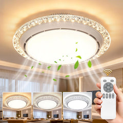 LED Ceiling Fan Light, 3-Color Dimmable Fan Ceiling Light, Suitable for Living Room, Bedroom, Kitchen, And Study Application with Remote Control, for Room Ventilation