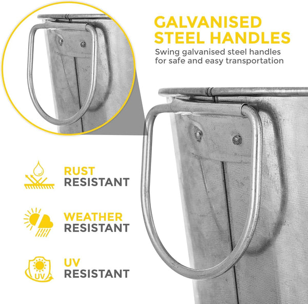LIVIVO Galvanised Steel 24L Drinks Ice Cool Bucket with Handles - Great for Parties, BBQs and Bars Cooling Bottles, Cans of Beer or Soft Drinks