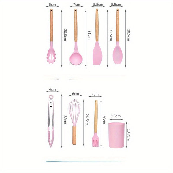12pcs Silicone Kitchen Utensil Set- Non-Stick, Heat Resistant Cooking Tools& Baking Supplies