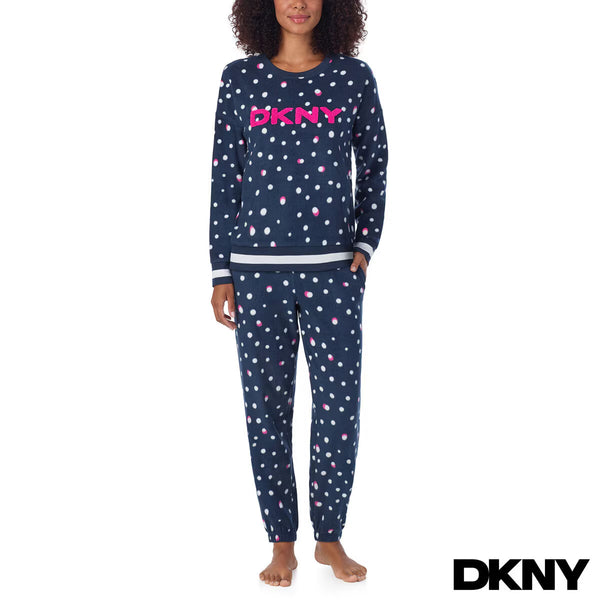 DKNY Ladies Fleece Lounge Set in Animal Print