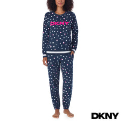 DKNY Ladies Fleece Lounge Set in Animal Print
