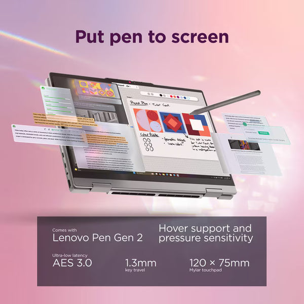 Lenovo Ideapad 5 14AGP11 Copilot+ PC, AMD Ryzen 5 AI, 16GB RAM, 512GB SSD, 14 Inch Convertible 2 in 1 Laptop, 83UH000UUK