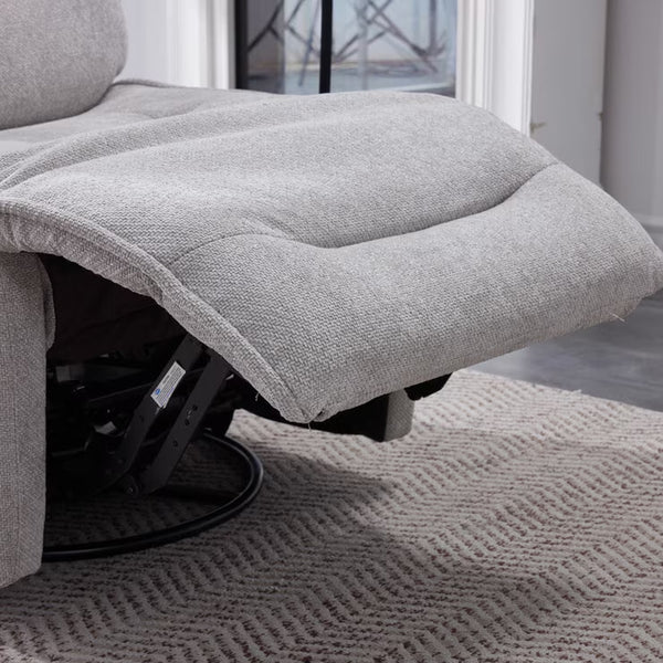 Meteor Grey Fabric Power Reclining Swivel Chair