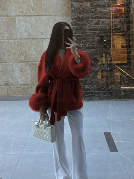 New Autumn/Winter Sophisticated Style Tie-Strap Coat for Women, Elegant and High-End, Overcoat