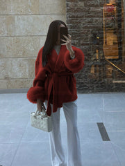 New Autumn/Winter Sophisticated Style Tie-Strap Coat for Women, Elegant and High-End, Overcoat
