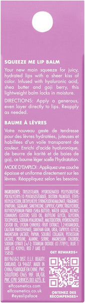 E.L.F. Squeeze Me Lip Balm, Moisturising Lip Balm for a Sheer Tint of Colour, Infused with Hyaluronic Acid, Vegan & Cruelty-Free, Grape