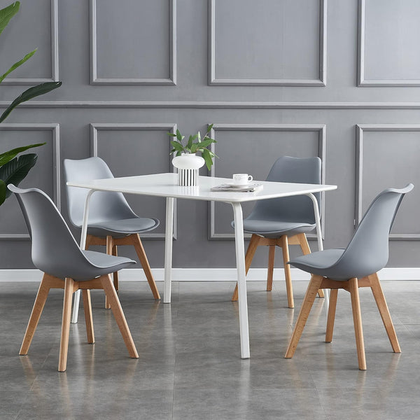 mcc direct Set of 4 Dining Chairs Wooden Legs Soft Cushion Pad Stylish DELUXE Retro Lounge Dining Office EVA