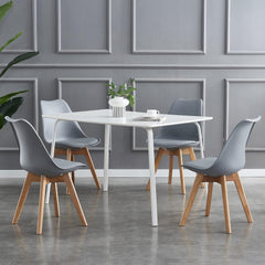 mcc direct Set of 4 Dining Chairs Wooden Legs Soft Cushion Pad Stylish DELUXE Retro Lounge Dining Office EVA