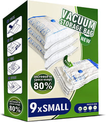 Storage Master Space Saver Bags for Travel and Home Reusable Vacuum Storage Bags save 80% More Storage Space Work with Vacuum Cleaner (9 Combo, No Pump Included)