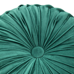 2pcs Premium Round Velvet Pumpkin-Inspired Pleated Waist Bolster Cushions in Dark Green - Exceptionally Plush & Chic Decorative Throw Pillows, Perfect for Sofa, Chair & Floor | Essential Soft Accent Pillows to Instantly Upgrade Easter & Home Decor (Size: