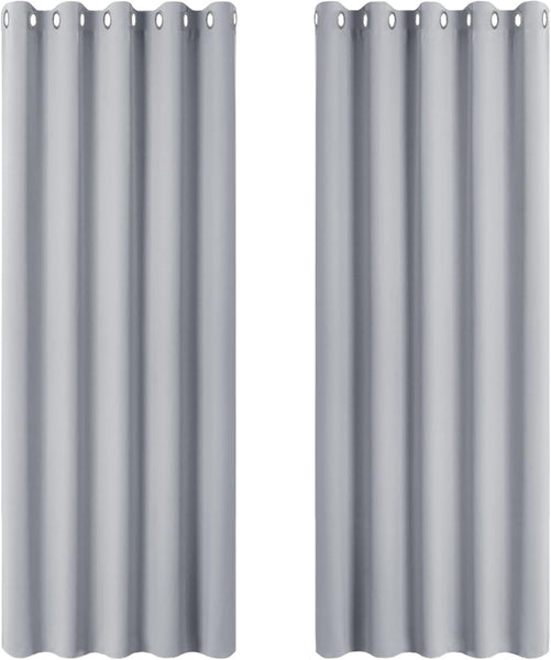PONY DANCE Grey Blackout Thermal Insulated Curtains for Bedroom, 46 X 54 Inch Short Eyelet Curtains & Drapes, Soft Black Out 2 Panels for Window Living Room/Kitchen