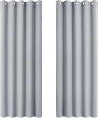 PONY DANCE Grey Blackout Thermal Insulated Curtains for Bedroom, 46 X 54 Inch Short Eyelet Curtains & Drapes, Soft Black Out 2 Panels for Window Living Room/Kitchen