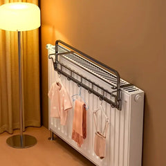 [Pull-Out Shelf Rack] Wall-Mounted Radiator Clothes Drying Rack with Heavy-Duty & Hanging Rods - Space-Saving Suitable for Clothes, Socks, Shoes, Winter Garments - Easy Installation, Pull-Out Shelves (Black/White) - Ideal for Apartments, Small Homes, Stan