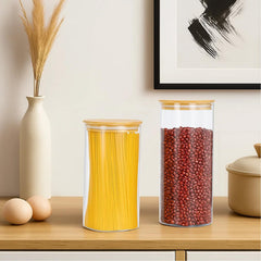 Glass Storage Jars with Lids Airtight Spaghetti Pasta Storage Container Kitchen Containers Clear Food Storage containers for Spaghetti Pasta Oats Cereal Rice