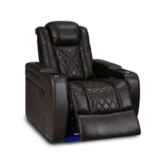 Valencia Tuscany Row of 3 Brown Leather Power Reclining Home Theatre Seating