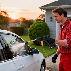 1500W Portable Cordless High Pressure Electric Car Wash - Equipped with 6-In-1 Nozzle, Handheld Car Wash Gun, for Car Wash/Home/Floor/Garden Cleaning, Includes 2 X 6000Mah Batteries