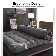 Extra Thick Grey Mattress Topper 4-Inch / 10cm Hotel Quality Deep Fitted Mattress Pad with Corner Elasticated Straps Quilted Box Stitch Breathable All-Season Comfort Single Double Small Double King Super King