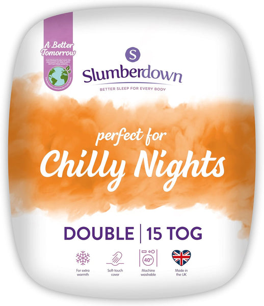 Slumberdown Chilly Nights 15 Tog Double Duvet - Extra Warm, Thick & Cosy Winter Quilt for Cold Nights | Uk-Made, Soft Touch Cover, Non-Allergenic & Washable (200 X 200Cm)