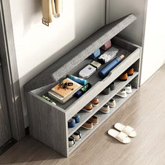Shoe Storage Bench with Cushioned Seat - Shoe Rack Cabinet Organizer, Multi-Tier Storage Unit with Padded Seat for Hallway, Bedroom, UK Home