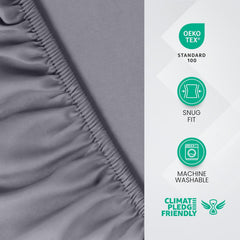 Utopia Bedding Fitted Sheet Double, Grey - Deep Pocket 14 Inch (35 Cm) - Easy Care - OEKO-TEX Certified - Soft Brushed Microfibre Fabric - Shrinkage and Fade Resistant - Bottom Sheet