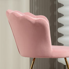 Modern Armchair, Velvet Tufted Accent Chair with Lotus Backrest, Occasional Chair with Steel Legs for Living Room, Bedroom