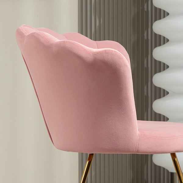 Modern Armchair, Velvet Tufted Accent Chair with Lotus Backrest, Occasional Chair with Steel Legs for Living Room, Bedroom