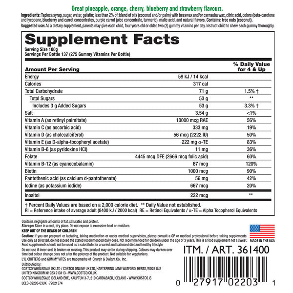 L'Il Critters Gummy Vites Complete Multivitamins, 275 Pack