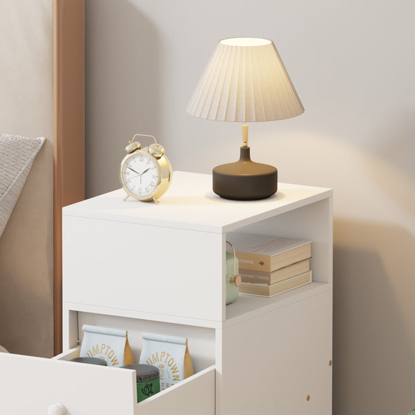 3-Drawer Bedroom Nightstand, 25cm Narrow Side Cabinet, Suitable for Small Spaces such as Bedrooms and Living Rooms, Space-Saving Design with Classic Style, Engineered Wood Top, Manufactured Wood Base, Perfect for Modern Homes, Bedroom Nightstand
