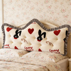 Luxurious Headboard Backrest Cushion with Ruffle Trim - Love Rabbit, Large Backrest Pillow, Princess-style Crown-Shaped Reading Cushion, Perfect for Bedroom/Sofa/Chair/Home Decor