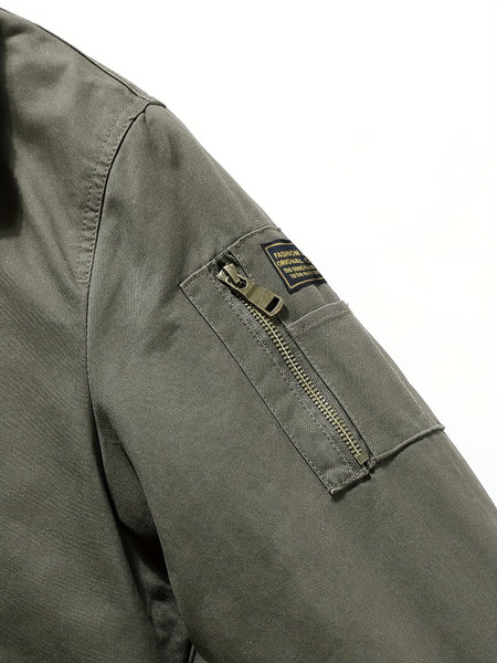 Men'S Fleece Lined Utility Jacket, Winter Outdoor Windproof Coat Warm Cold Weather Gear, Casual Athletic Trench Coat, Comfortable Fleece-Lined Thickened Jacket, Arm Sleeves with Zipper Pockets, Letter Print
