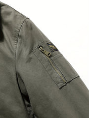 Men'S Fleece Lined Utility Jacket, Winter Outdoor Windproof Coat Warm Cold Weather Gear, Casual Athletic Trench Coat, Comfortable Fleece-Lined Thickened Jacket, Arm Sleeves with Zipper Pockets, Letter Print