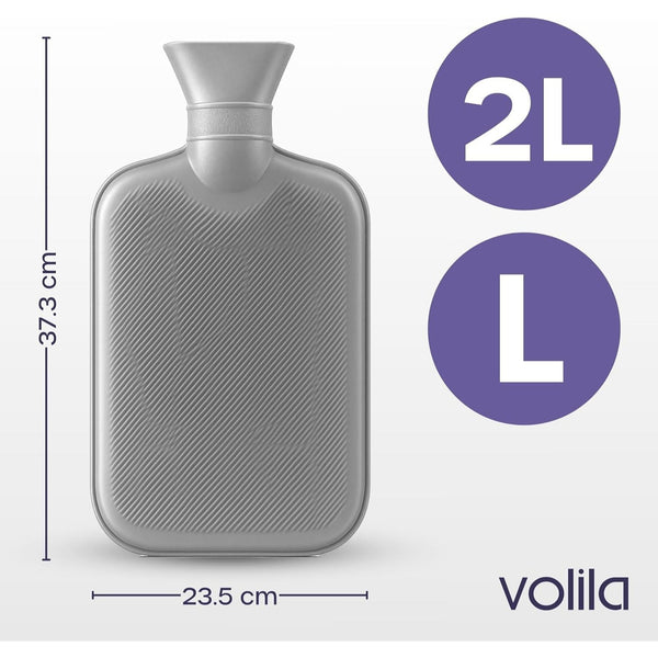 Hot Water Bottle - 2L Hot Water Bottle for Pain Relief, Hand and Foot Warmer - Luxury, Soft and Washable Hot Water Bag for Hot and Cold